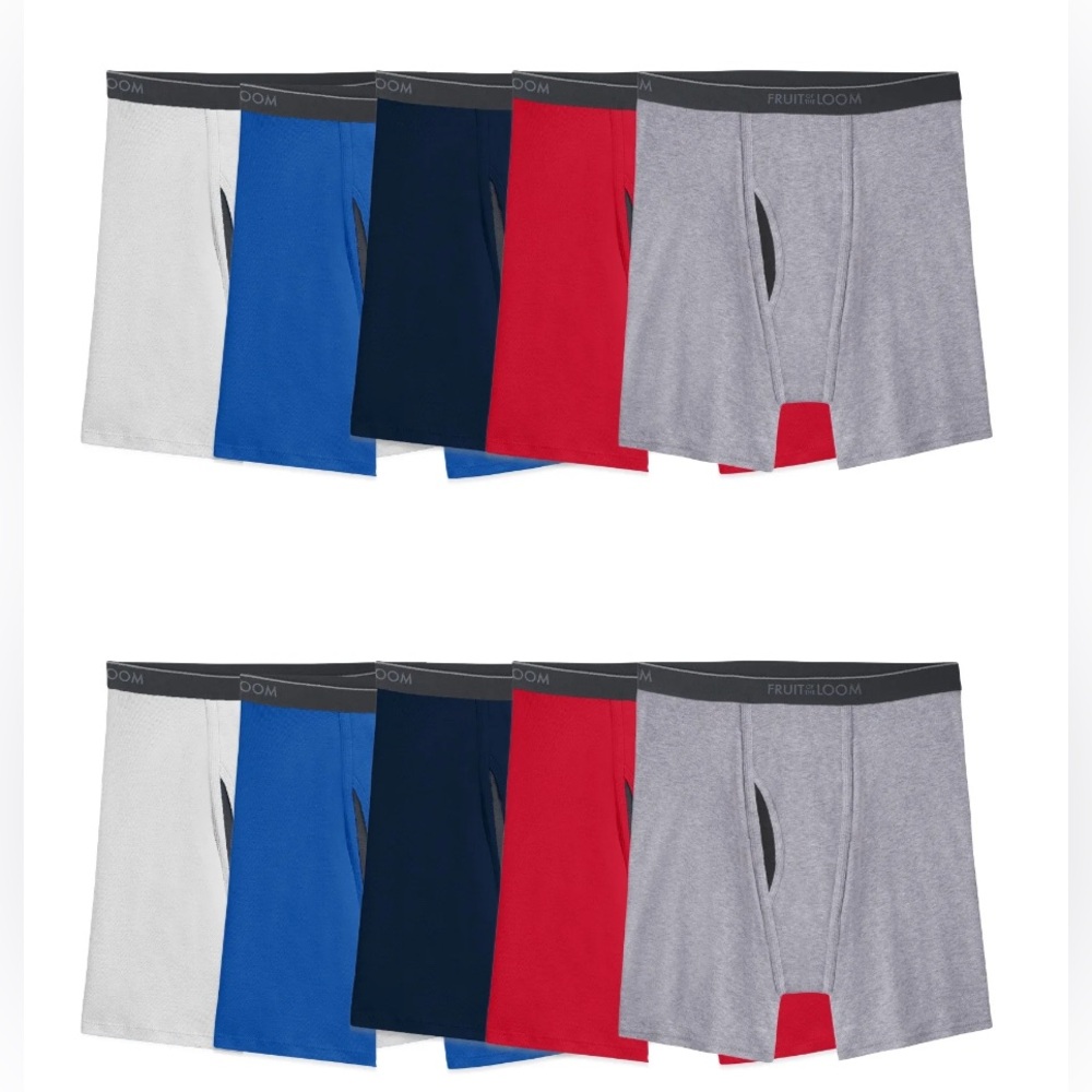 Fruit of the Loom Men's EverSoft CoolZone Fly Boxer Briefs, Super Value 10-Pack